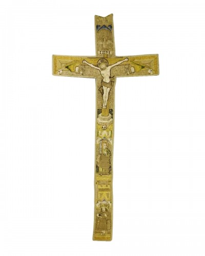 Opus Anglicanum  Panneau d'Orphrey représentant la Crucifixion, AngleterreXVe siècle