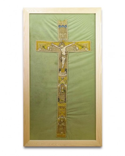 Opus Anglicanum; Panneau d'Orphrey représentant la Crucifixion, AngleterreXVe siècle - 