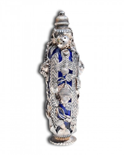 Silver mounted blue glass scent bottle. German, late 18th cen - Objects of Vertu Style 