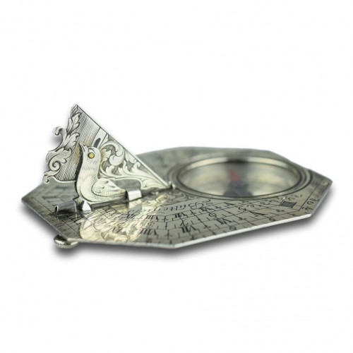 Collectibles  - Silver Pocket Sundial &amp; Compass, Signed ‘butterfield, Paris&#039;, 18th Century