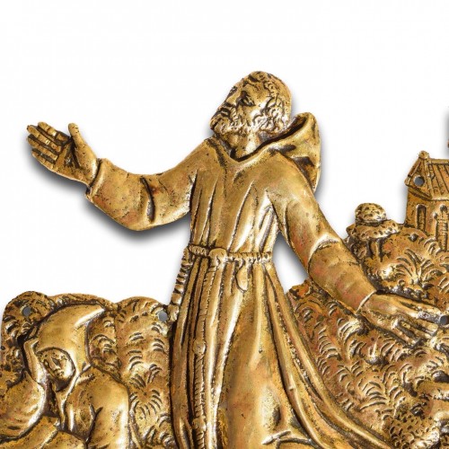 17th century - Bronze plaquette of the apparition of Saint Bruno. French, late 17th centur