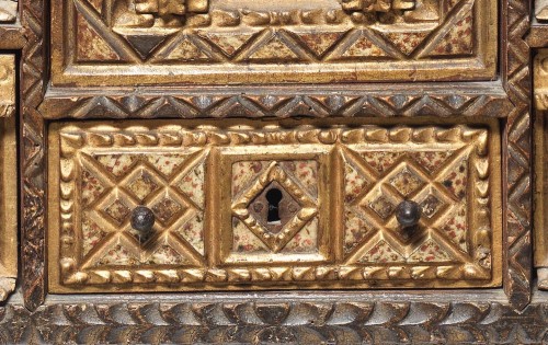 Iberian polychrome and gilt Vargueño - 