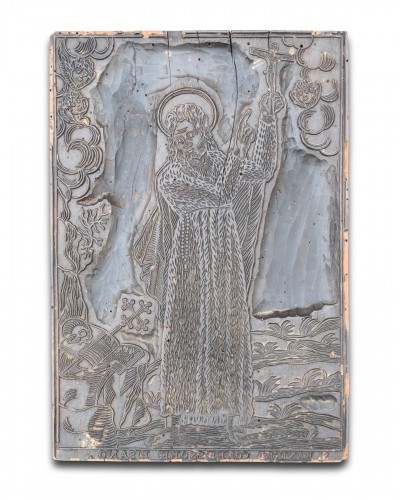 17th century - Large Wooden Printing Block With Saint Rainerius Of Pisa. Italian, 17th Cen