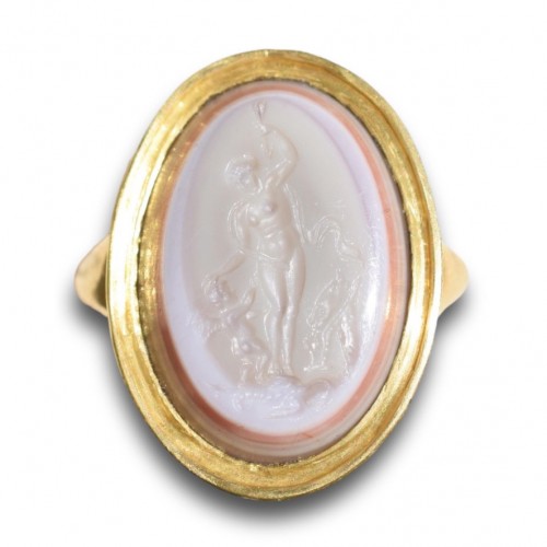 Bijouterie, Joaillerie  - Intaille en agate avec Vénus et Cupidon, Italie XVIIe siècle