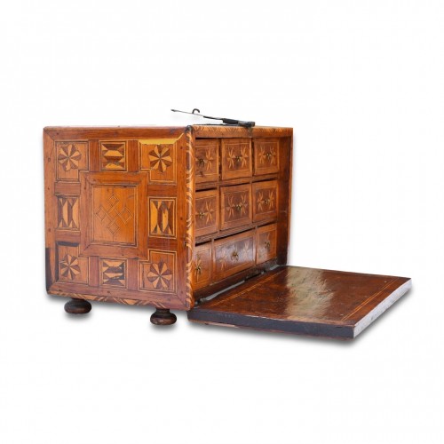 Marquetry Fall Front Table Cabinet. Spanish Colonial, Early 18th Century. - 