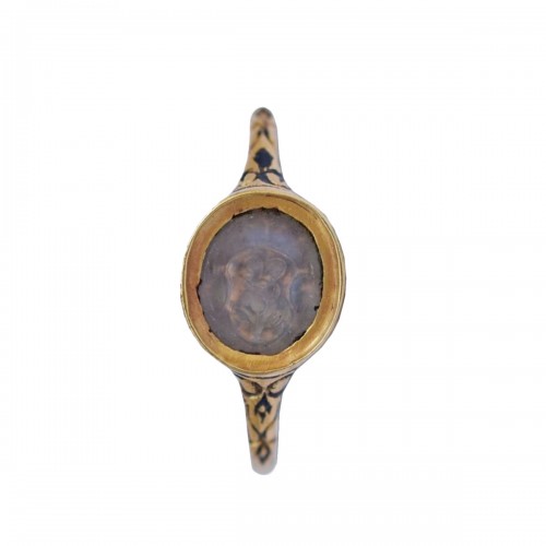 Bague de marchands en or et d'émail de la Renaissance, Europe du Nord XVIe siècle