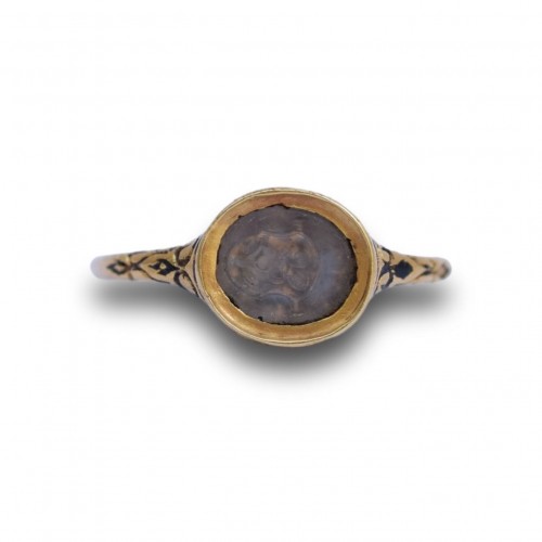 Bague de marchands en or et d'émail de la Renaissance, Europe du Nord XVIe siècle - 