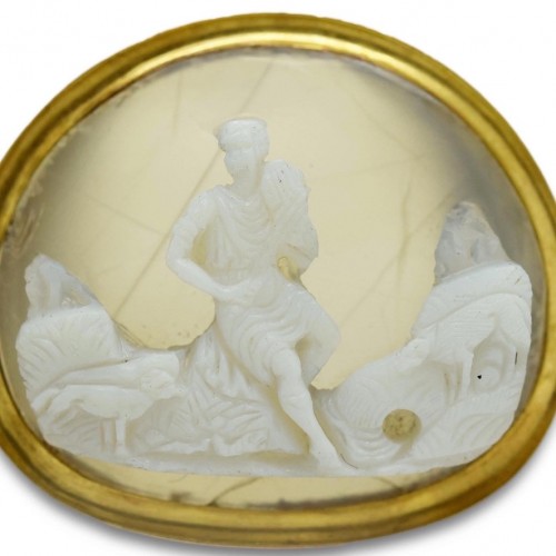 Bague camée en agate d'Orphée charmant les animaux - Italie XVIe siècle - Bijouterie, Joaillerie Style 