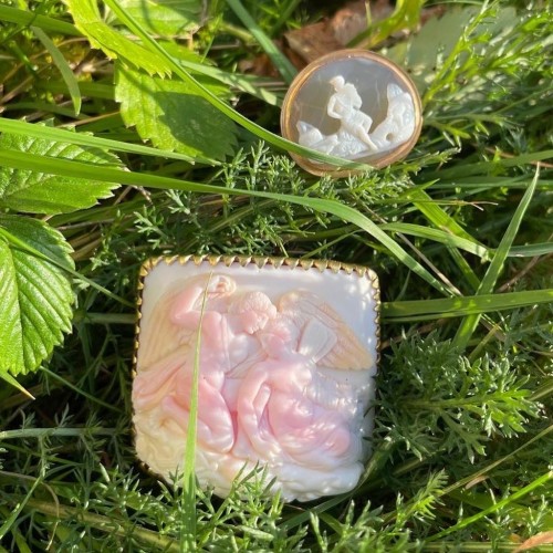 Antiquités - Bague camée en agate d'Orphée charmant les animaux - Italie XVIe siècle