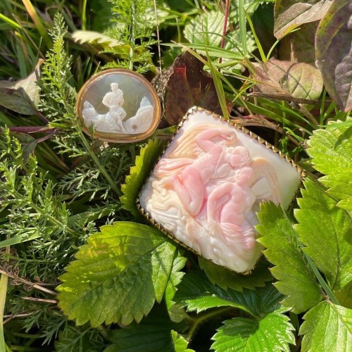 Antiquités - Bague camée en agate d'Orphée charmant les animaux - Italie XVIe siècle