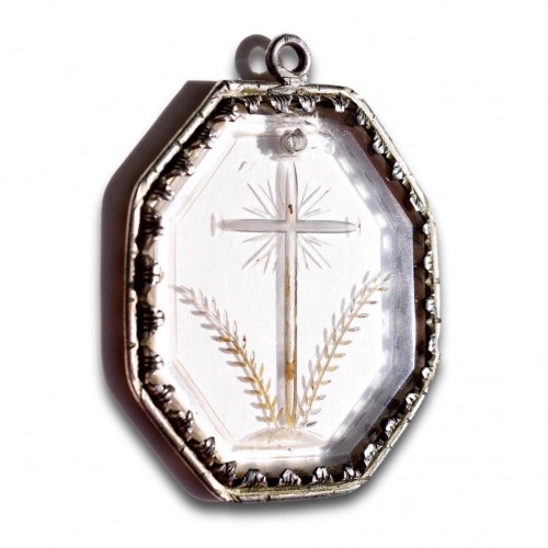  - Pendentif en cristal de roche monté sur argent  - Italie fin XVIIe siècle