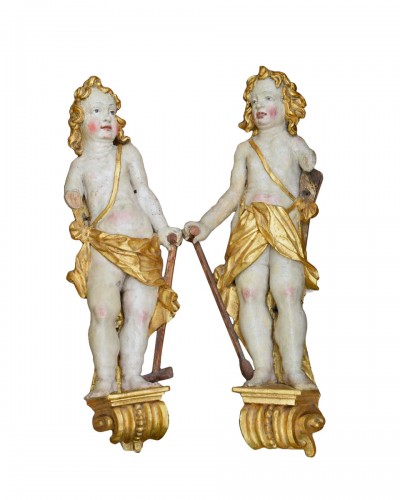 Pair of limewood putti, Circle of Martin Zürn. Southern Germany, 17thc