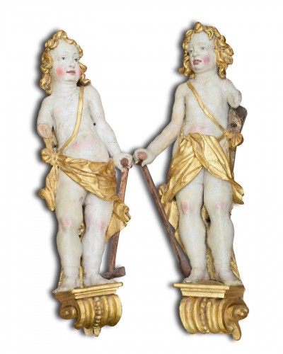 17th century - Pair of limewood putti, Circle of Martin Zürn. Southern Germany, 17thc