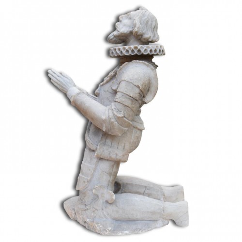 Antiquités - Sculptures tombales en albâtre jacobéen d'un mari et d'une femme, Angleterre XVIIe sièc