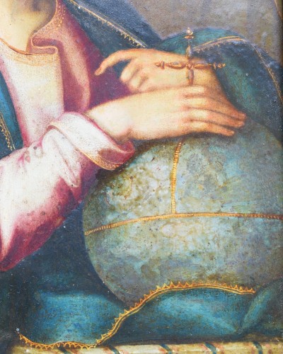 Peinture d'armoire à Salvator Mundi, Flandres milieu du XVIIe - Matthew Holder