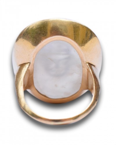  - Gold ring set with a chalcedony intaglio of Emperor Tiberius III Absimarus.