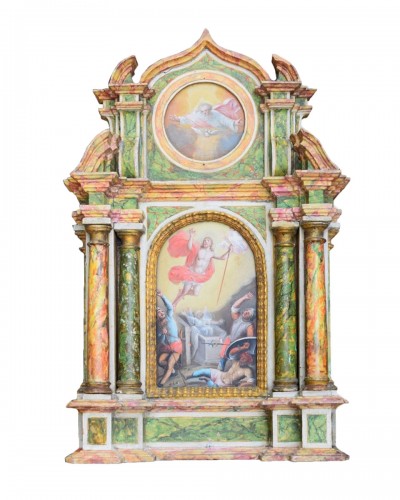 Retable miniature de la Résurrection du Christ, Allemagne XVIIe siècle