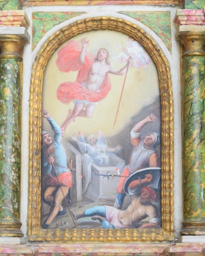 Retable miniature de la Résurrection du Christ, Allemagne XVIIe siècle - Matthew Holder