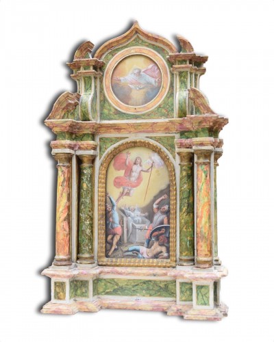 XVIIe siècle - Retable miniature de la Résurrection du Christ, Allemagne XVIIe siècle