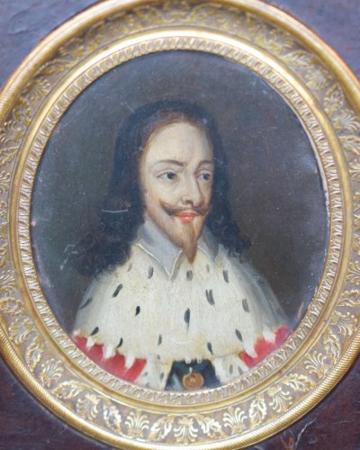 Portrait miniature of King Charles I wearing ermine. English, 17th century. - 