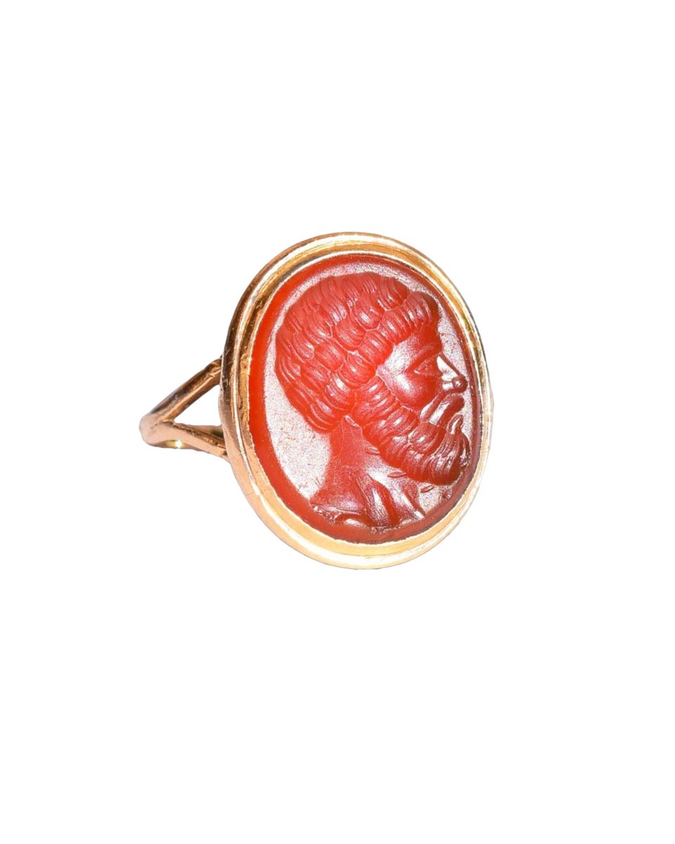 Judaica Design Jewelry | 14K Gold | Roman Glass Ring