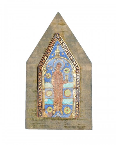 Champlevé enamel plaque from a reliquary chasse. Limoges, c. 1200 - 1250