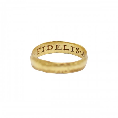 Elizabethan gold posy ring inscribed in Latin - England 16th / 17th century