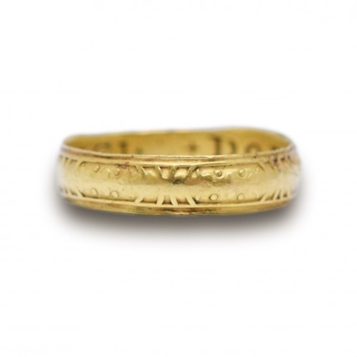 Elizabethan gold posy ring inscribed in Latin - England 16th / 17th century - Antique Jewellery Style 