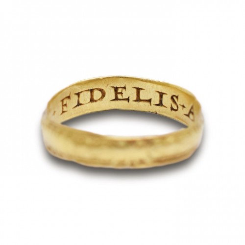 Elizabethan gold posy ring inscribed in Latin - England 16th / 17th century - 