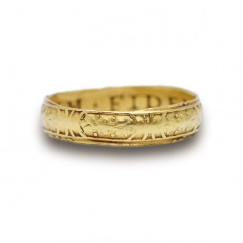  - Elizabethan gold posy ring inscribed in Latin - England 16th / 17th century