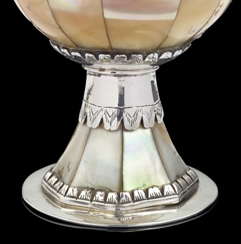 17th century - An rare Gujarat mother of pearl Goblet with English silver mounts