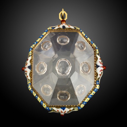 A rock crystal locket, mounted with gold and enamels, Italian or Spanish, 1 - Antique Jewellery Style 