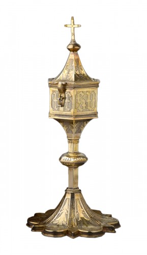 Pyx debout en argent doré, espagnol vers 1480-1500, non marqué