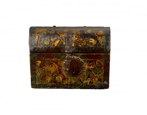 Boîte bombée de petites proportions de type "Barniz de Pasto", Colombie 17e siècle