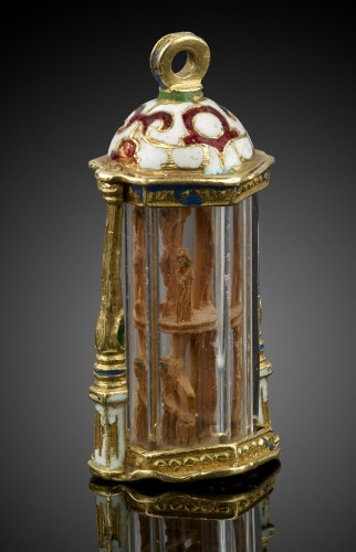 Bijou de tabernacle en cristal de roche et or en forme de lanterne Mexique, - Art sacré, objets religieux Style 