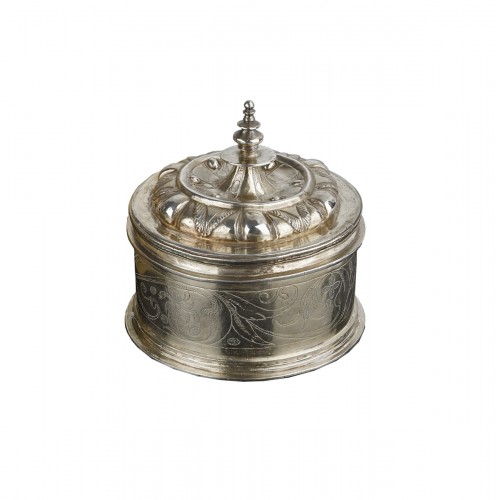 Pyx en argent et en vermeil de style colonial espagnol de la Renaissance, très rare,