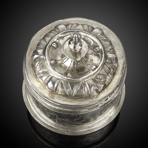 Pyx en argent et en vermeil de style colonial espagnol de la Renaissance, très rare, - 