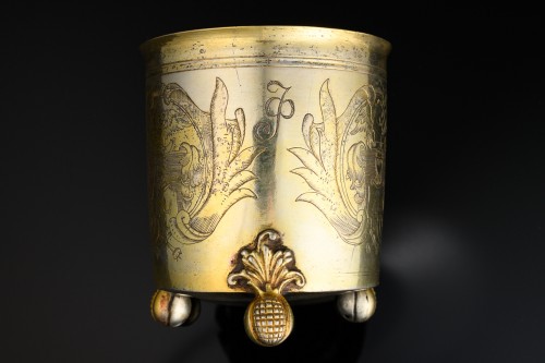 17th century - A silver gilt Russian beaker, unmarked c.1680