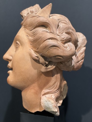 Terracotta female head representing &quot;Diana&quot; - Sculpture Style Louis XIV