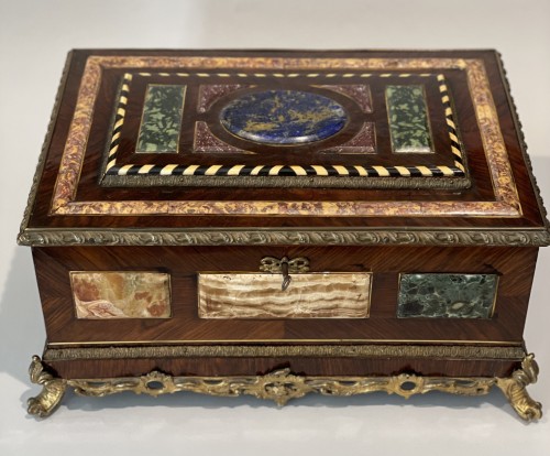 veneered casket in rosewood and marble - Objects of Vertu Style Napoléon III