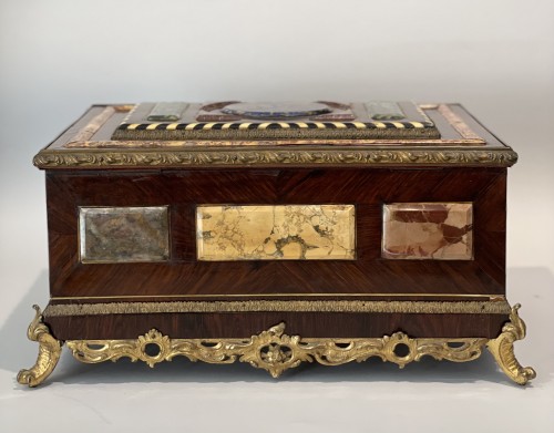 19th century - veneered casket in rosewood and marble