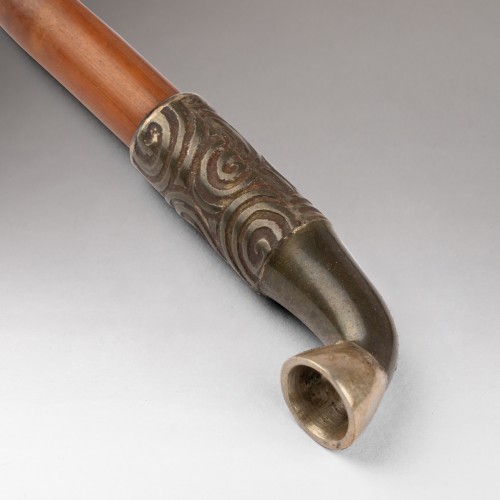 Kiseruzutsu, important étui à pipe en bois et laque d’argent, Japon Edo - 