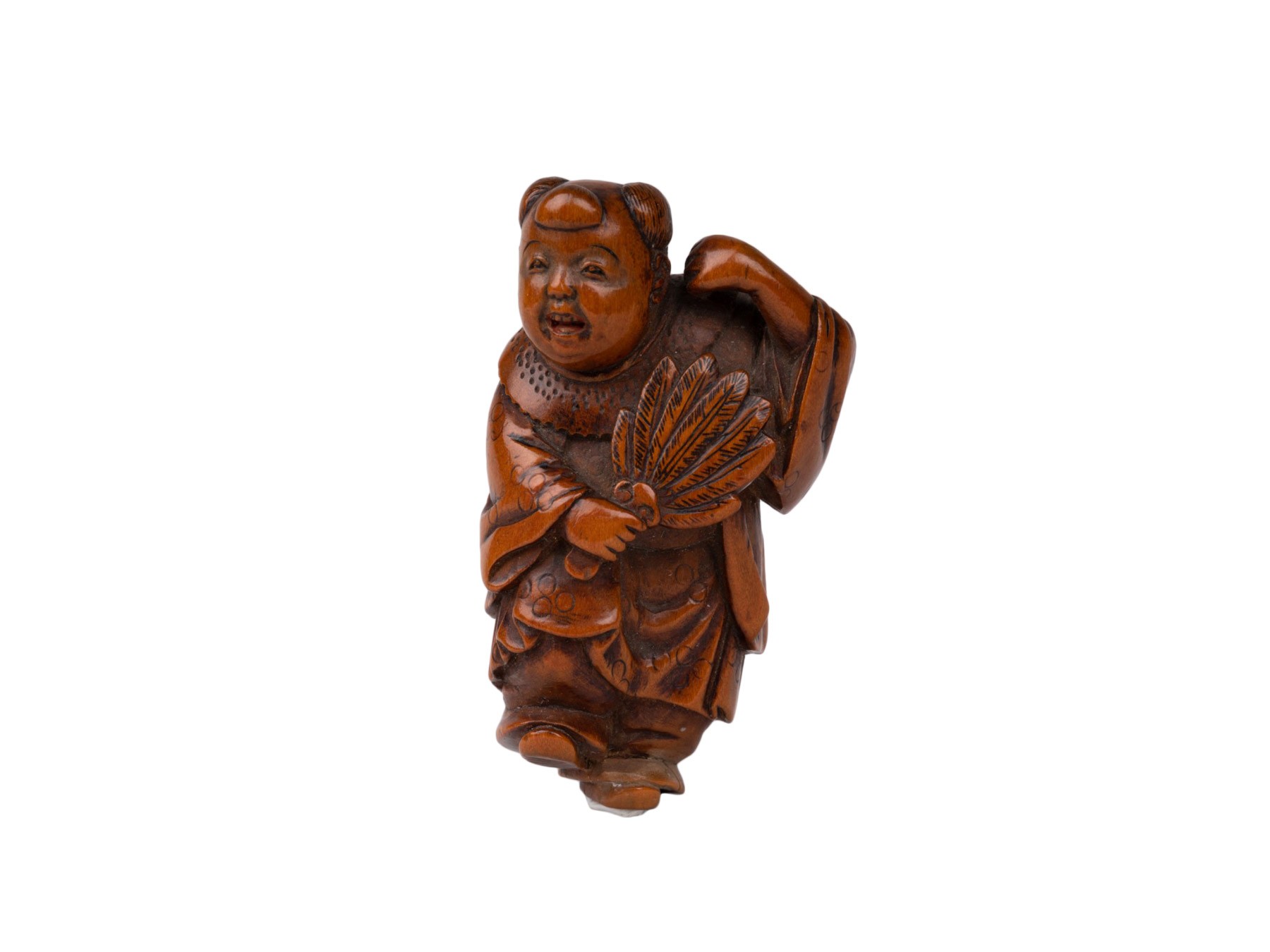 Netsuke By Ikka. Karako carrying a fan, Japan Edo - Ref.103033