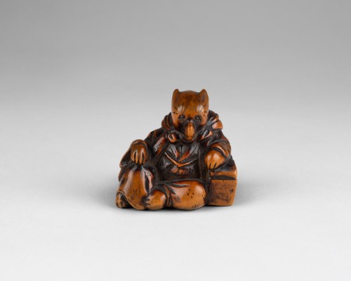 Netsuke – Model Representing A Fox Disguised As A Priest. Japan Edo - Asian Works of Art Style 