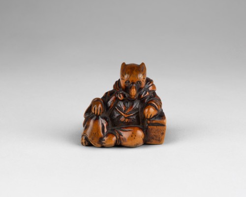 Netsuke, modèle représentant un renard déguisé en prêtre, Japon Edo - Arts d