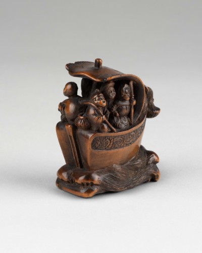 Asian Works of Art  - Netsuke – Shichifukujin Takarabune, Boat Of The Gods Of Happiness. Japan Ed