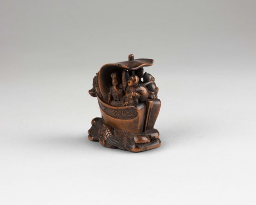  - Netsuke Shichifukujin Takarabune, bateau des dieux du bonheur, Japon Edo