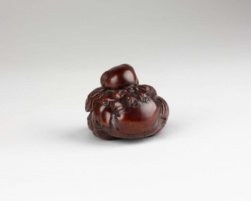 19th century - Netsuke by Masakiyo – A wood netsuke of a Karako. Japan Meiji