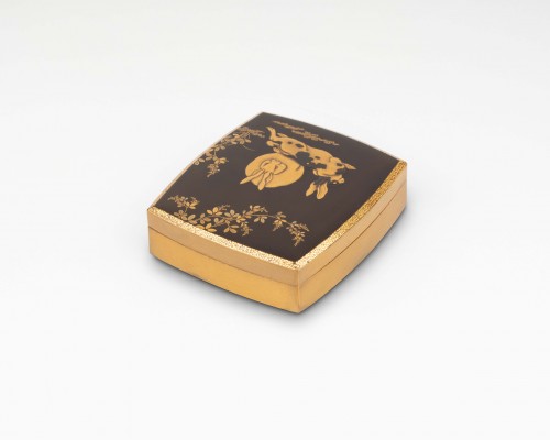 Antiquités - Kobako Lovely Gold Lacquer Box Decorated With Rabbits Japan Edo
