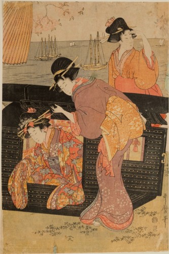 Kitagawa Utamaro I Cherry-blossom Viewing at Goten-yama Woodblock print Edo